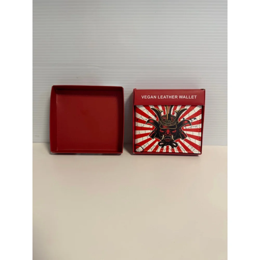 Men's Samurai Demon Vegan Leather Wallet One Size Red White NEW NEW IN PACKAGING